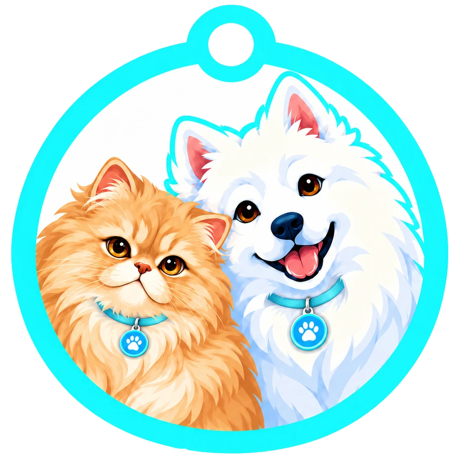 Nube, un samoyedo blanco, y Mango, un gato persa naranja, dentro del tag de WIMP